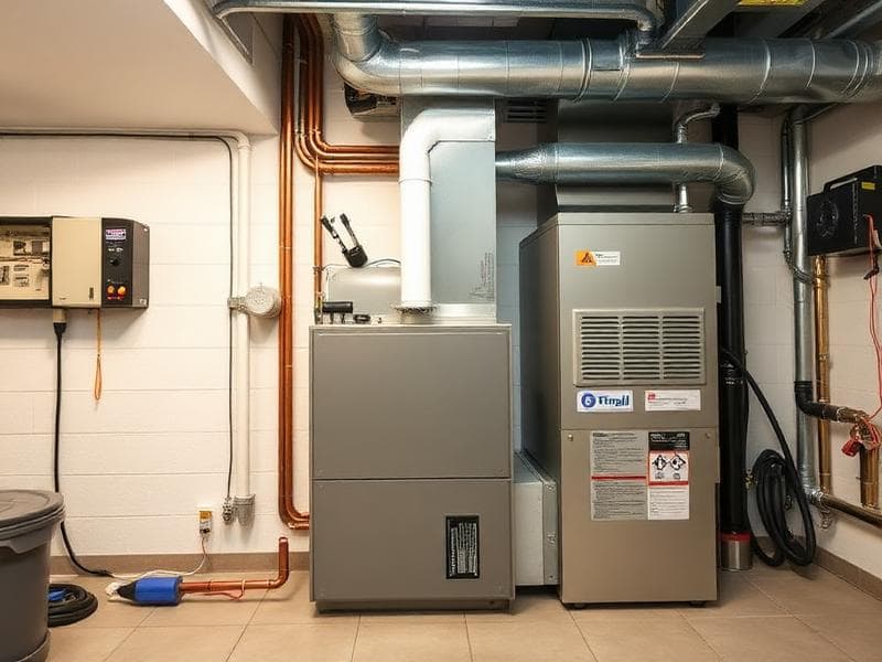 Technician installing furnace